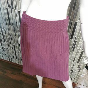 Anthropologie Far Away From Close Purple Cable Knit Wool Sweater Skirt M 0168